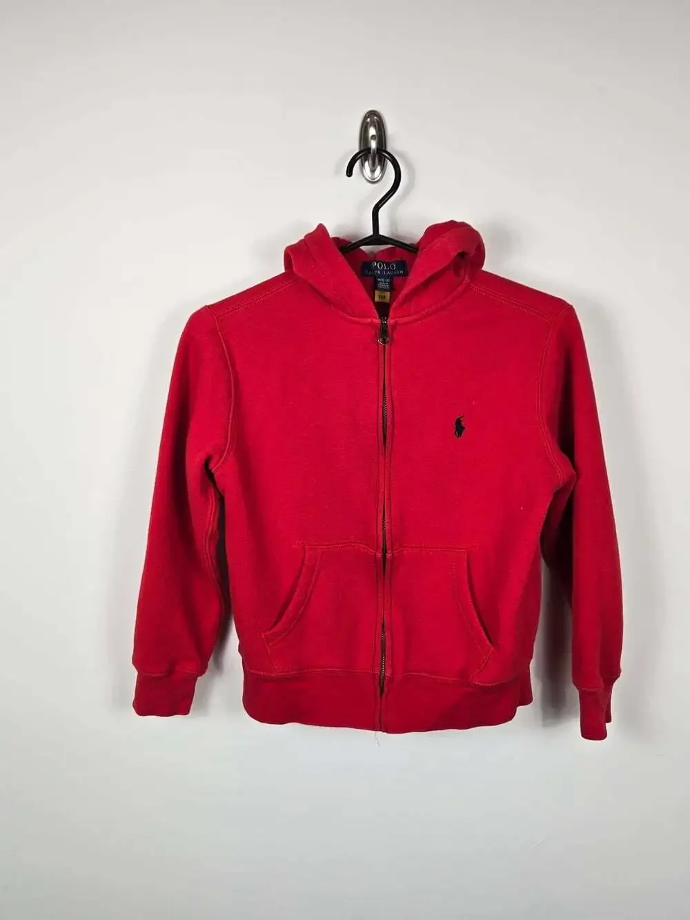 Polo Ralph Lauren Kids Red Full Zip Hoodie M 10-12 Pony Logo Fleece
